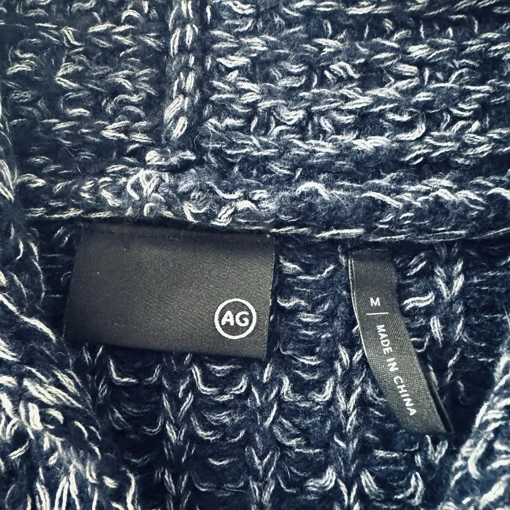 AG Adriano Goldschmied Grandpa Cardigan Wool OVERSIZED Chunky Sweater Blue Men M